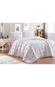 Organic Cotton Battal Pike Takımı Çift Kişilik Lastikli Çarşaflı Set Fiyonk Pudra Organic Cotton Battal Pike Takımı Çift Kişilik Lastikli Çarşaflı Set Fiyonk Pudra