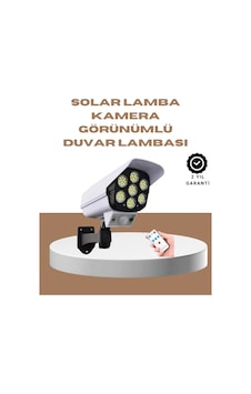 Güneş Enerjili Led Lamba + Güvenlik Kamerası Görünümlü 5-8 M Hareket Algılamalı, Beyaz Işık Çok Renkli