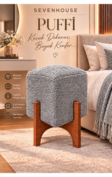 Puffi Ahşap Ayaklı Kare Makyaj Pufu Salon Oturma Pufu Dekoratif Teddy Kumaş Kaplı Puf Gri Gri Puffi Ahşap Ayaklı Kare Makyaj Pufu Salon Oturma Pufu Dekoratif Teddy Kumaş Kaplı Puf Gri Gri