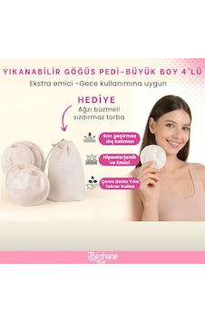Yıkanabilir Göğüs Pedi - Büyük Boy 4'lü Yıkanabilir Göğüs Pedi - Büyük Boy 4'lü