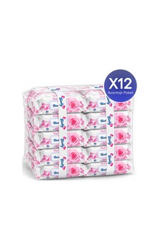 Biolly Pink Rose Islak Mendil 90 Yaprak 12'li Paket 12'li Set
