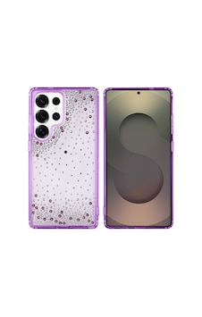 Samsung Galaxy Uyumlu S25 Ultra Kılıf Airbag Tasarımlı Damla Taşlı Şeffaf Zore Pera Silikon Kapak - Mor Samsung Galaxy Uyumlu S25 Ultra Kılıf Airbag Tasarımlı Damla Taşlı Şeffaf Zore Pera Silikon Kapak - Mor