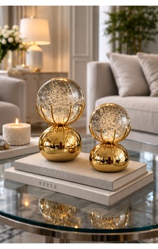 Sahra Gold 2 Li Kristal Ahtapot Cam Küreli Obje Biblo Süs Eşyası Altın Sahra Gold 2 Li Kristal Ahtapot Cam Küreli Obje Biblo Süs Eşyası Altın