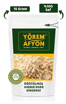 Yörem Afyon %100 Katkısız Hakiki Öğütülmüş Toz Kırmızı Kore Ginsengi 15gr. Yörem Afyon %100 Katkısız Hakiki Öğütülmüş Toz Kırmızı Kore Ginsengi 15gr.