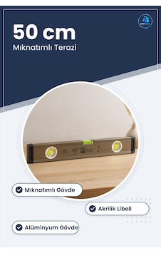 Su Terazisi 50 Cm Mıknatıslı Alüminyum Gövdeli Gri Hassas Ölçüm D