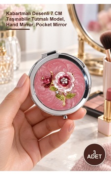 3 Adet El Aynası Kabartmalı Desenli 7 Cm Taşınabilir Tutmalı Model, Hand Mirror, Pocket Mirror 3 Adet El Aynası Kabartmalı Desenli 7 Cm Taşınabilir Tutmalı Model, Hand Mirror, Pocket Mirror