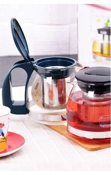 Demlik Süzgeçli Cam Demlik Çay Kahve Bitki Çayı Demliği 700 ML Saydam
