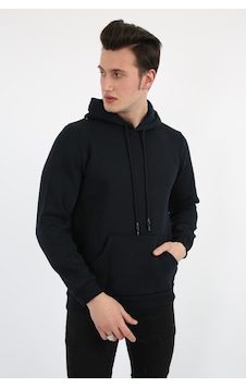 Modish Üç İplik Şardonlu Kapşonlu Düz Erkek Günlük Sweatshirt Lacivert Modish Üç İplik Şardonlu Kapşonlu Düz Erkek Günlük Sweatshirt Lacivert