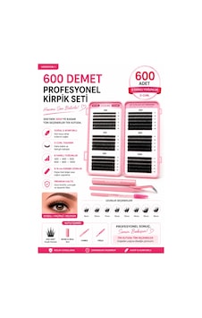 600 Adet Takma Kirpik Küme Seti Yapıştırıcı Cımbız Ve Fırça 30d40d50d60d80d100d