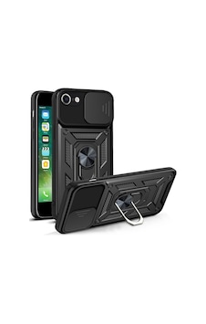 Kvy Apple Uyumlu iPhone 8 Kılıf Ultra Korumalı Yüzüklü Manyetik Sürgülü Vega Kapak
