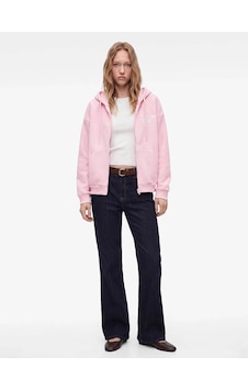 Koton Fiyonk Baskılı Fermuarlı Pembe Kadın Sweatshirt 7wal10103ık Koton Fiyonk Baskılı Fermuarlı Pembe Kadın Sweatshirt 7wal10103ık