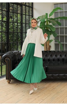 Storm Wear Kadın Pliseli Bel Lastikli Etek Yeşil Storm Wear Kadın Pliseli Bel Lastikli Etek Yeşil