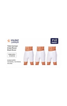 Yıldız Çamaşır Erkek Modal Biyeli Boxer 105-106-107-108-109 - 3 Adet Beyaz Yıldız Çamaşır Erkek Modal Biyeli Boxer 105-106-107-108-109 - 3 Adet Beyaz