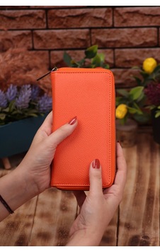 Ozka Leather Collection Telefon Bölmeli Unisex Deri Uzun Kartlık Cüzdan Portföy Turuncu Ozka Leather Collection Telefon Bölmeli Unisex Deri Uzun Kartlık Cüzdan Portföy Turuncu