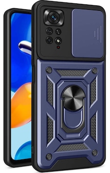 Xiaomi Redmi Note 11 Pro 4g Kılıf Magnetik Standlı Kamera Korumalı Zore Sürgülü Vega Kapak Mavi Xiaomi Redmi Note 11 Pro 4g Kılıf Magnetik Standlı Kamera Korumalı Zore Sürgülü Vega Kapak Mavi