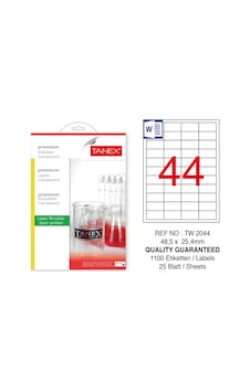 Tanex Tw-2044Ş 48.5X25.4 MM Şeffaf Lazer Etiket 1100'lü Tanex Tw-2044Ş 48.5X25.4 MM Şeffaf Lazer Etiket 1100'lü