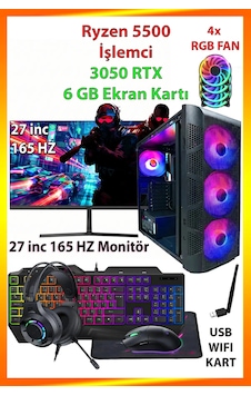 Comloji CMLJ23 R5-5500 16 GB 512 GB SSD RTX3050 27" Free Dos Masaüstü Oyuncu Bilgisayarı Comloji CMLJ23 R5-5500 16 GB 512 GB SSD RTX3050 27" Free Dos Masaüstü Oyuncu Bilgisayarı