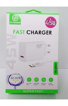 Yk Desıgn Yk-sr91 45w Type-c Turbo Ev Tipi Şarj Aleti Beyaz Yk Desıgn Yk-sr91 45w Type-c Turbo Ev Tipi Şarj Aleti Beyaz