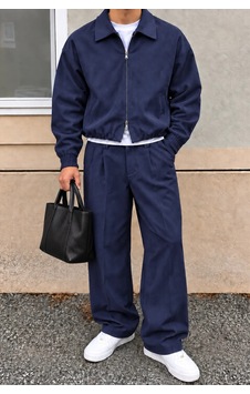 Erkek Oversize Çift Fermuarlı Ceket Ve Baggy Pantolon Alt Üst Takım Lacivert Lacivert Erkek Oversize Çift Fermuarlı Ceket Ve Baggy Pantolon Alt Üst Takım Lacivert Lacivert