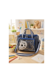 Çocuk Termal Okul Beslenme Çantası Şeffaf Cepli Peluş Aksesuarlı Omuz Askılı Lunch Bag İndigo Çocuk Termal Okul Beslenme Çantası Şeffaf Cepli Peluş Aksesuarlı Omuz Askılı Lunch Bag İndigo