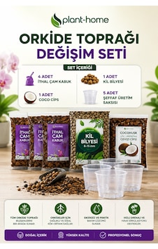 Orkide Toprağı Değişim Seti İthal Çam Kabuğu, Coco Cips, Kil Bilyesi Ve Şeffaf Saksı Seti Orkide Toprağı Değişim Seti İthal Çam Kabuğu, Coco Cips, Kil Bilyesi Ve Şeffaf Saksı Seti