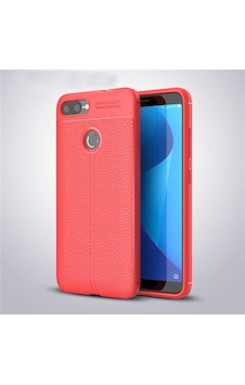 Asus Zenfone Max Plus M1 Zb570tl Kılıf Niss Deri Desenli Silikon Kılıf Kırmızı