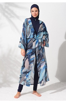 Pierre Cardin Kadın Mavi Desenli Kaftan Pareo 2c3t1n9m80