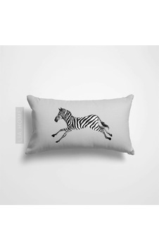Gri Zebra Desenli Çift Taraflı Dekoratif Yastık Kılıfı 32 x 55 CM - Gri