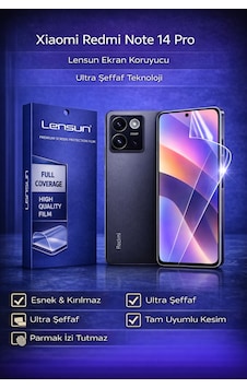Lensun Xiaomi Redmi Note 14 Pro Ultra Şeffaf Esnek Ekran Koruyucu Film Lensun Xiaomi Redmi Note 14 Pro Ultra Şeffaf Esnek Ekran Koruyucu Film