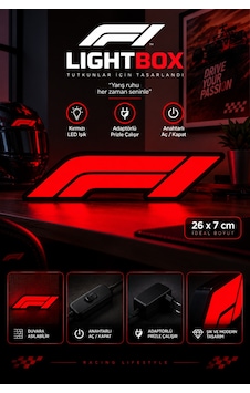 F1 Formula Led Lightbox Dekoratif Masa Lambası Kırmızı Işıklı Prizli Anahtarlı 26x7 Cm Kırmızı F1 Formula Led Lightbox Dekoratif Masa Lambası Kırmızı Işıklı Prizli Anahtarlı 26x7 Cm Kırmızı