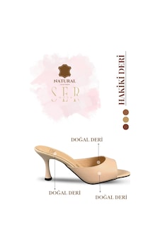 Sermoda Hakiki Deri Kadın Terlik - 7 Cm Topuklu Hakiki Deri Kadın Topuklu Terlik Nut Fındık Sermoda Hakiki Deri Kadın Terlik - 7 Cm Topuklu Hakiki Deri Kadın Topuklu Terlik Nut Fındık