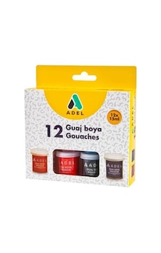 Adel 12 Renk Guaj Boya Seti 12x15ml Çok Renkli