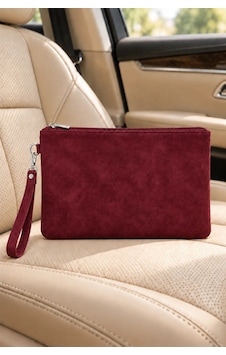 Adelina Bags Süet Portföy El Çantası Bilek Askılı Astarlı Bordo Clutch Çanta Adelina Bags Süet Portföy El Çantası Bilek Askılı Astarlı Bordo Clutch Çanta