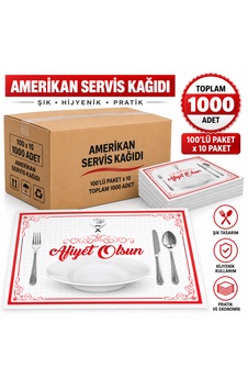 Amerikan Servis Kağıdı Seti Büyük Boy 30x40 Cm Hijyenik Tepsi Altlığı Ve Sunum Kağıdı 1000adet Beyaz