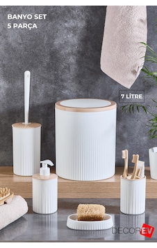 Mia-büyük Banyo 5 Li Set Çöp Kovası 7 Litre Beyaz Beyaz Mia-büyük Banyo 5 Li Set Çöp Kovası 7 Litre Beyaz Beyaz