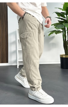 Edwox Erkek Baggy Kalıp Kargo Cepli Pantolon Bej Edw131 Edwox Erkek Baggy Kalıp Kargo Cepli Pantolon Bej Edw131