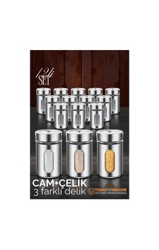 Cam+çelik Tuzluk Biberlik Karabiberlik 3 Farklı Delikli 12 Li Set 721946 Siyah Cam+çelik Tuzluk Biberlik Karabiberlik 3 Farklı Delikli 12 Li Set 721946 Siyah