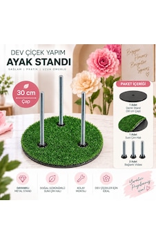 3lü Dev Metal Çiçek Standı - 30 Cm, Dekoratif Eva - Krapon Kağıt Çiçek Sunum Ayağı 3 Vidalı 3lü Dev Metal Çiçek Standı - 30 Cm, Dekoratif Eva - Krapon Kağıt Çiçek Sunum Ayağı 3 Vidalı