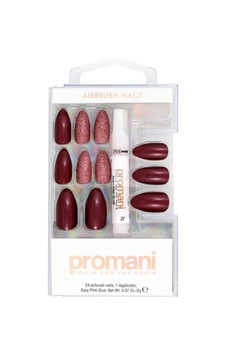 Promani Bordo Simli Pembe Takma Tırnak Kiti PR-5660 Promani Bordo Simli Pembe Takma Tırnak Kiti PR-5660