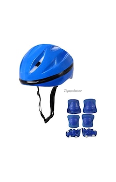 Kask Dizlik Dirseklik Koruyucu Set 7 Parça Mavi