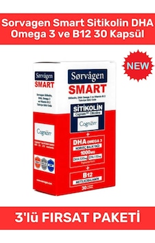 Sorvagen Smart Sitikolin Dha Omega 3 Ve B12 30 Kapsül 8680057351687 Sorvagen Smart Sitikolin Dha Omega 3 Ve B12 30 Kapsül 8680057351687