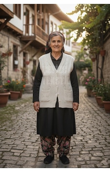 Urfakent Çeyizlik Yelek, Düğmeli Anne Yeleği, Simli Yelek, Hediyelik Yelek, Gelin Simli Cepli Yelek - Krem Çok Renkli Urfakent Çeyizlik Yelek, Düğmeli Anne Yeleği, Simli Yelek, Hediyelik Yelek, Gelin Simli Cepli Yelek - Krem Çok Renkli