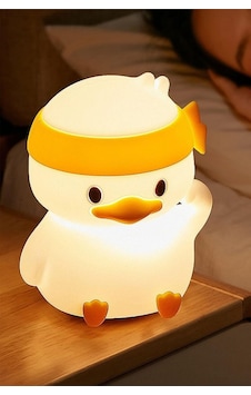 Çocuk Bebek Odası Bandanalı Ördek Figür Gece Lambası Led Işık Sevimli Figürlü Dokunmatik Şarjlı Sku: Zeus8690010041173