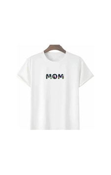 Valensdesign Anneler Günü Hediye Mom Çiçek Baskılı Oversize Bisiklet Yaka T-shirt - Beyaz Valensdesign Anneler Günü Hediye Mom Çiçek Baskılı Oversize Bisiklet Yaka T-shirt - Beyaz