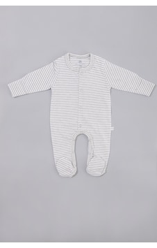 Organicera Organik Yenidoğan Patikli Tulum, Çizgili , Grey Melange