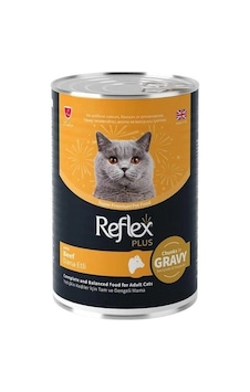 Reflex Plus Sos İçinde Et Parçacıklı Dana Etli Yetişkin Kedi Konservesi 400gr