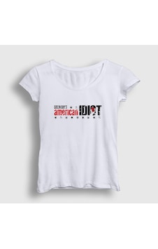 Presmono Kadın American Idiot V2 Green Day T-shirt Beyaz Presmono Kadın American Idiot V2 Green Day T-shirt Beyaz