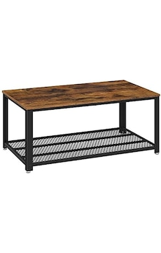 Vasagle Sehpa, 2 Katlı Oturma Odası Masası, Izgara Raflı, Tv Masası, Metal Çerçeve, Ayarlanabilir Ayaklar, Oturma Odası Için, Endüstriyel Tarz, Kahverengi/siyah Lct61x Abanoz