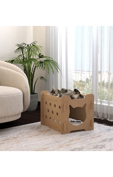 Suba Home Mdf Kedi Evi Oyun Evi Kedi Yatağı Ahşap 50 CM