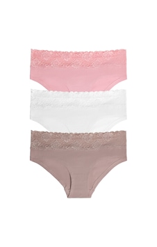 Suwen 3lü Pamuklu Dantelli Hipster Külot St004460340 Ekru - Vizon - Pembe Suwen 3lü Pamuklu Dantelli Hipster Külot St004460340 Ekru - Vizon - Pembe